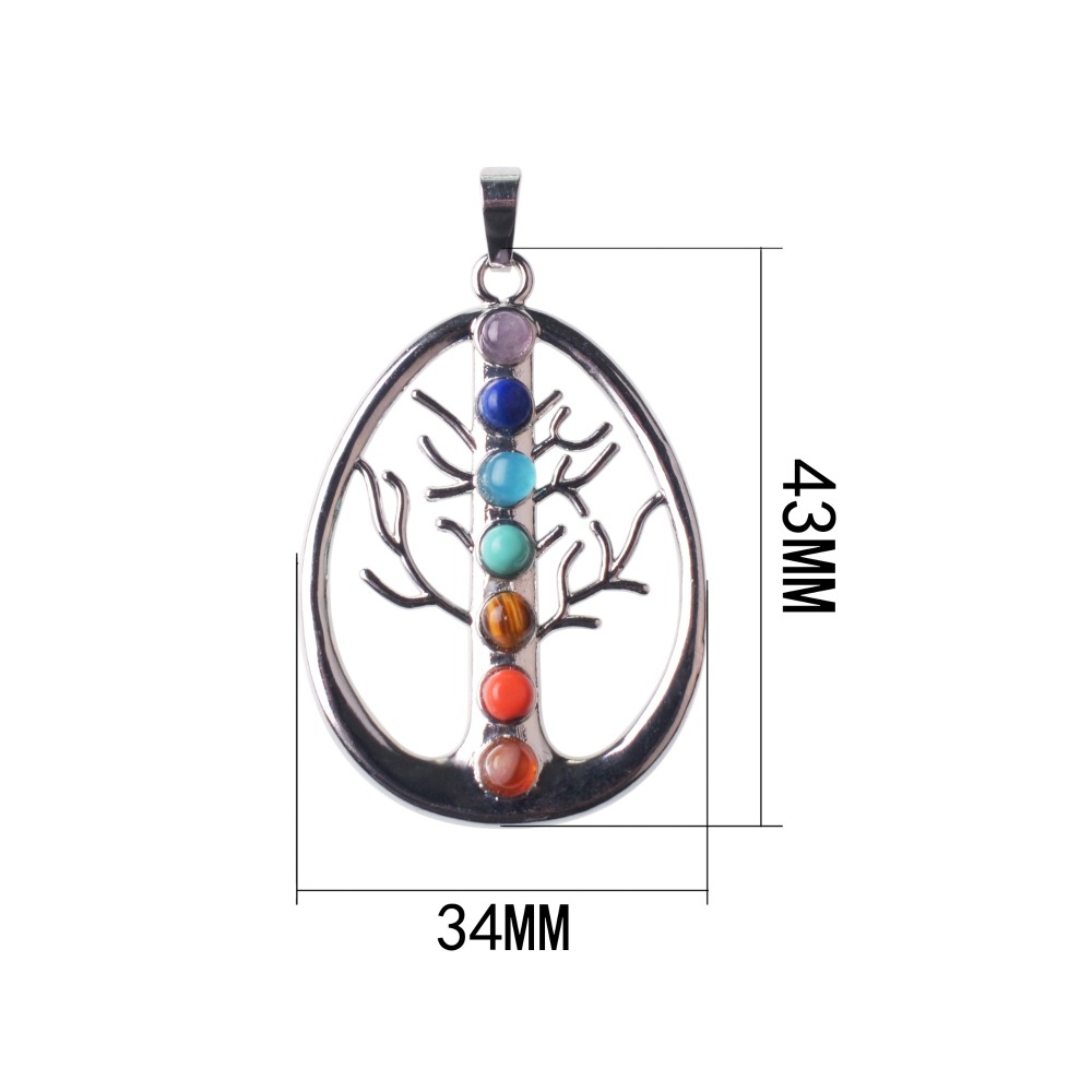7 Chakra Stone Alloy Christmas Tree Pendant