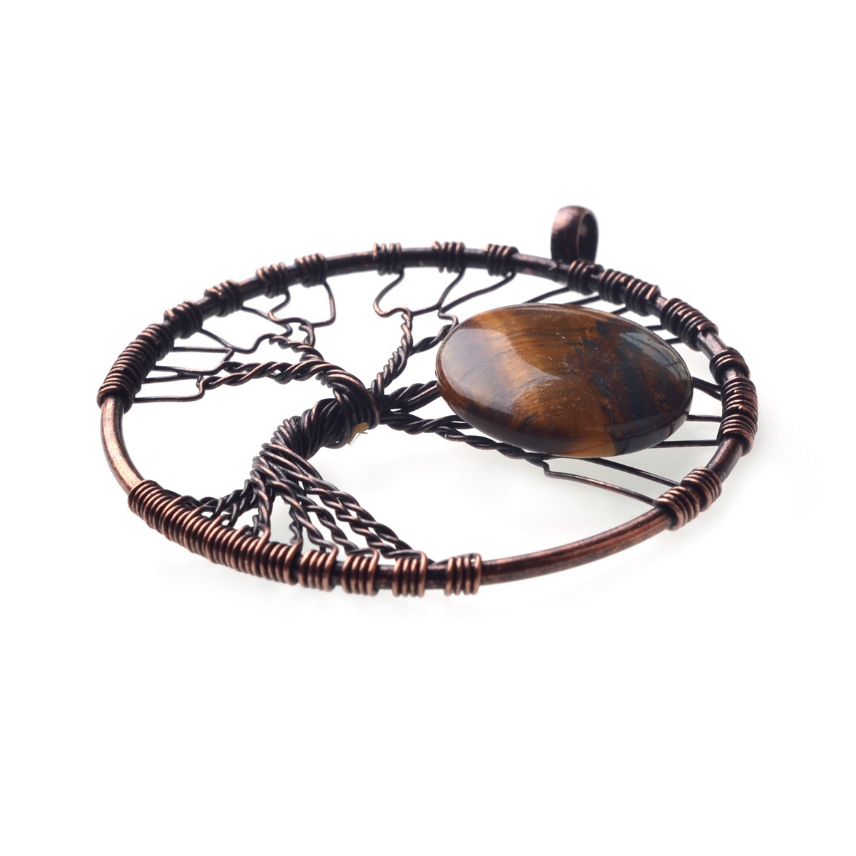 Bronze Color  Gemstone Moon Tree Pendant