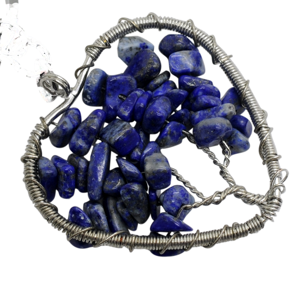 Handmade Woven Chip Gemstone Heartl Life of Tree Pendant
