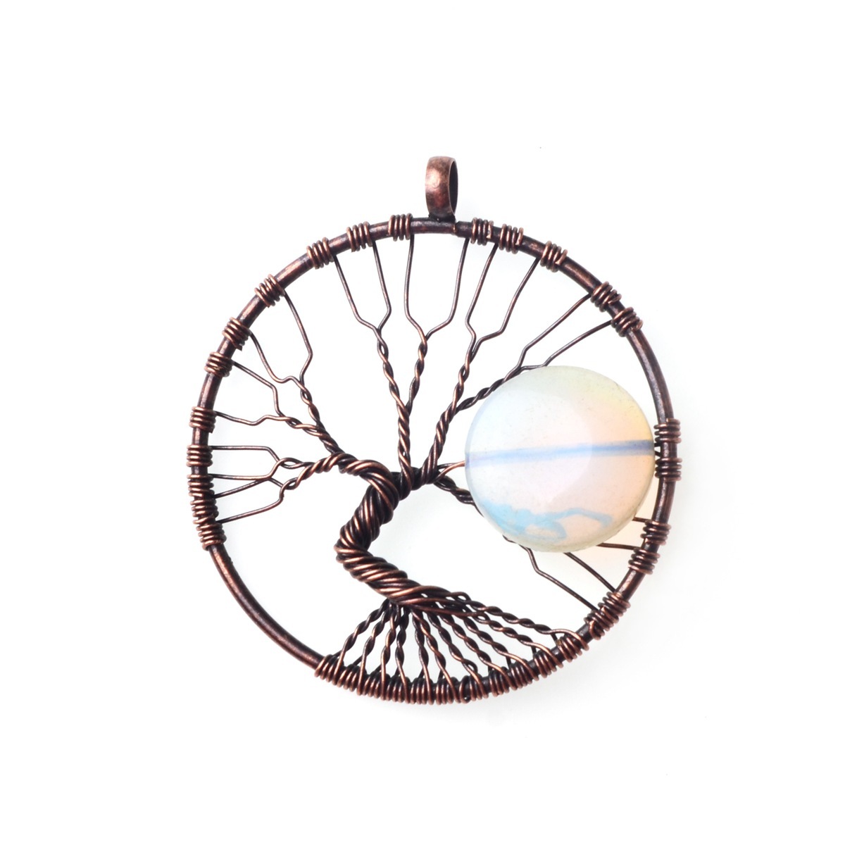 Bronze Color  Gemstone Moon Tree Pendant