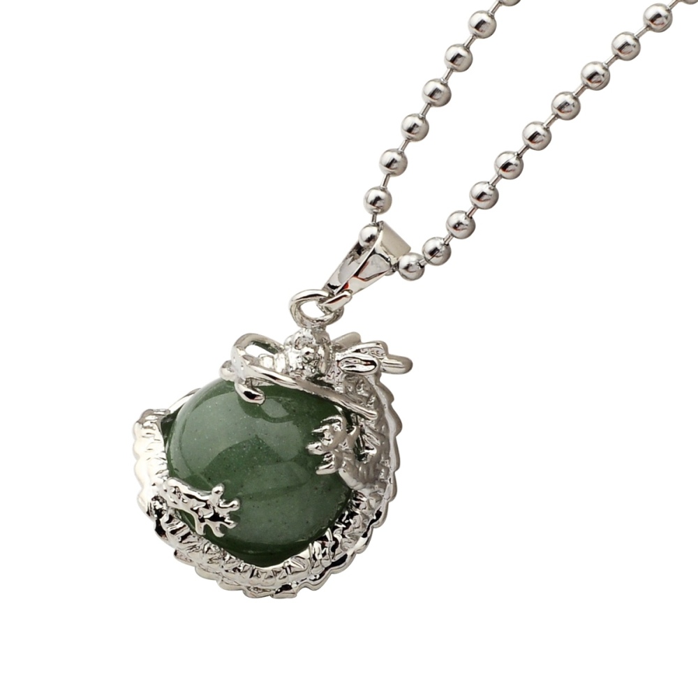 15MM Gemstone Balls Wrapped Dragon Pendant