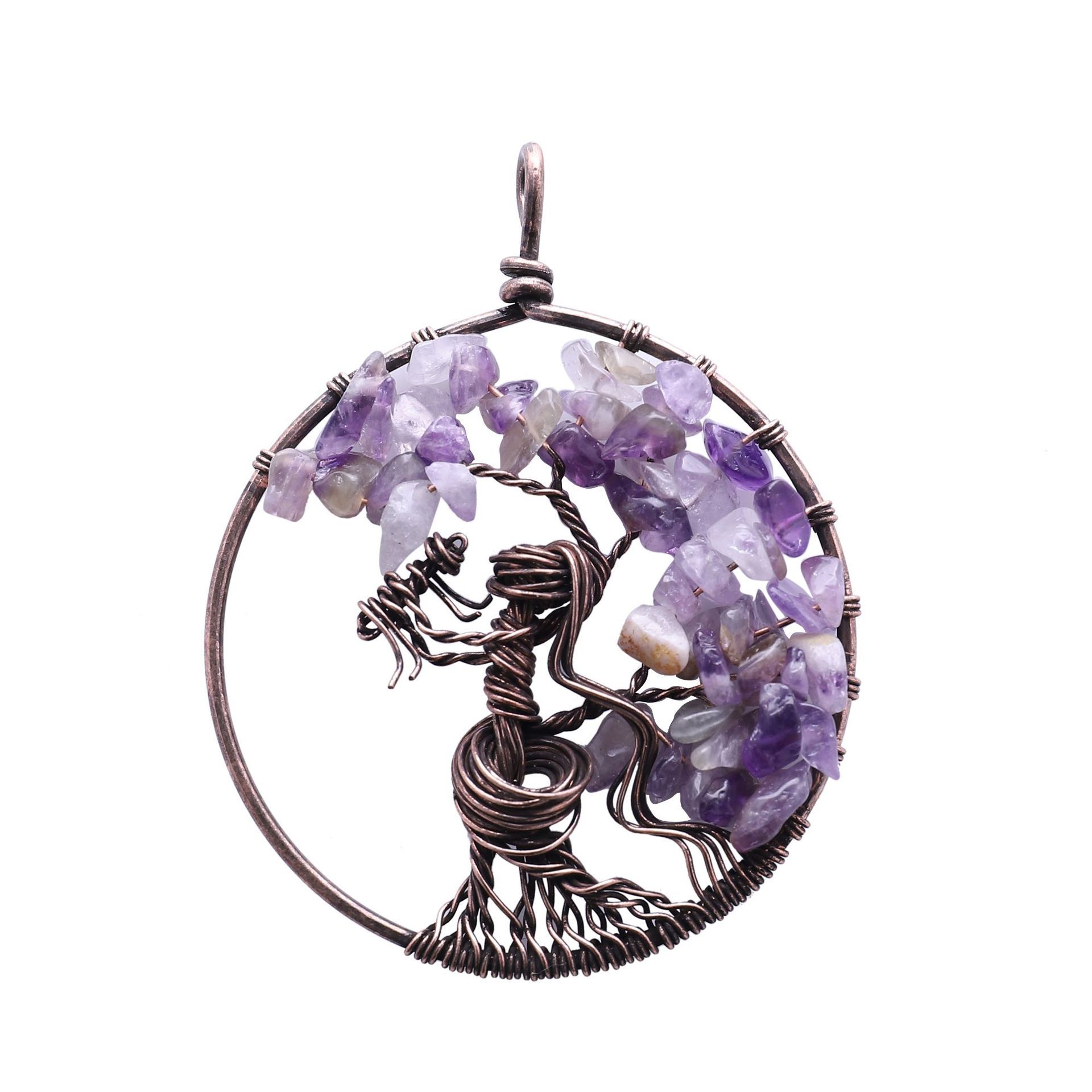Real Amethyst Crystal Citrine Tree Pendant