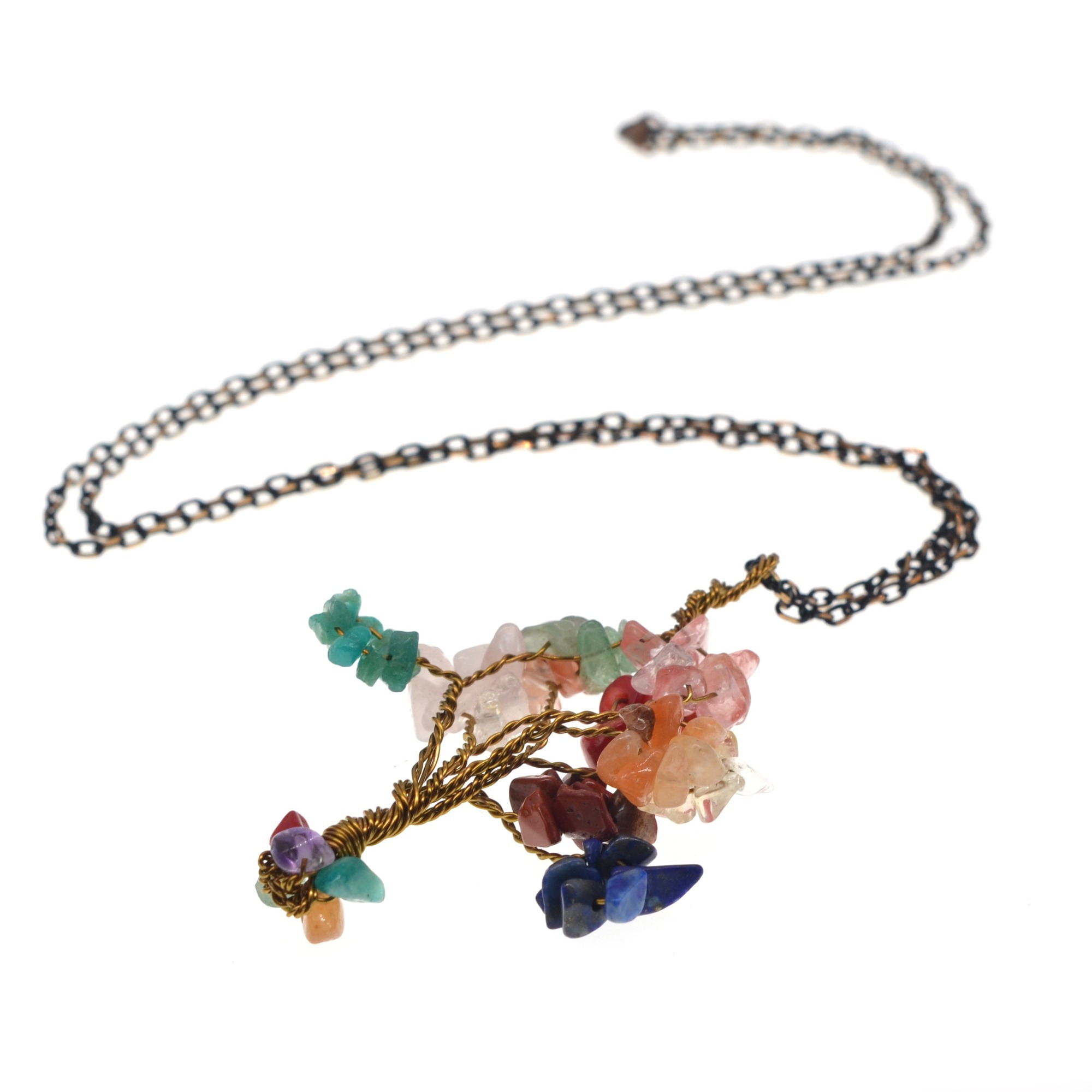 Chip Gemstone Rich Tree Pendant