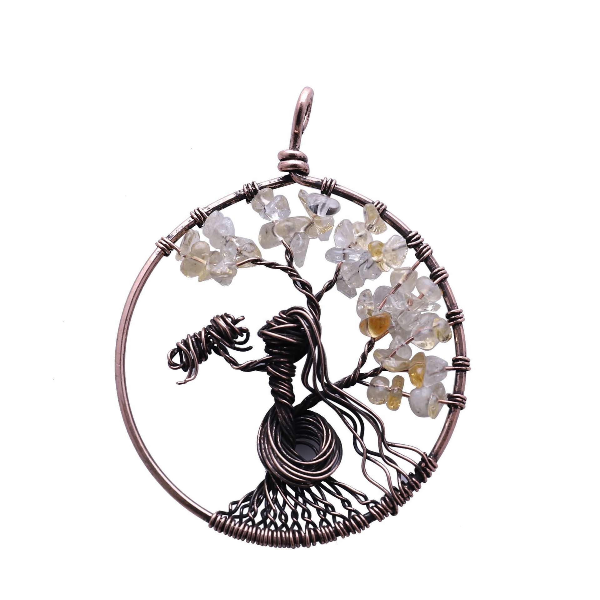 Real Amethyst Crystal Citrine Tree Pendant
