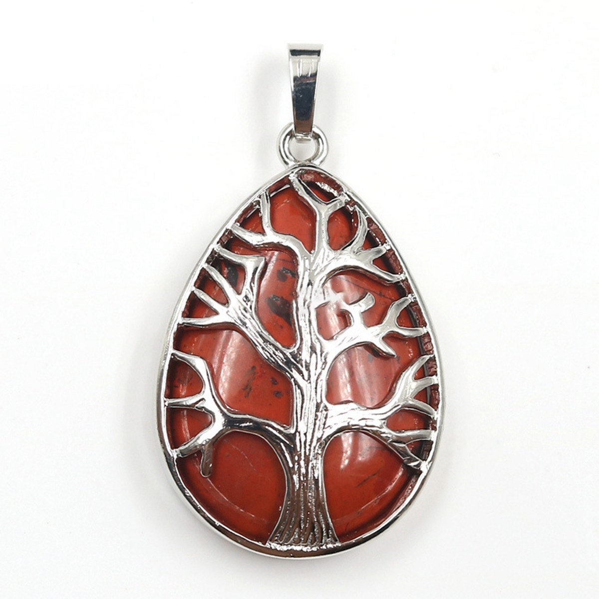 Charming Waterdrop Tree Of Life Pattern Gemstone Pendant