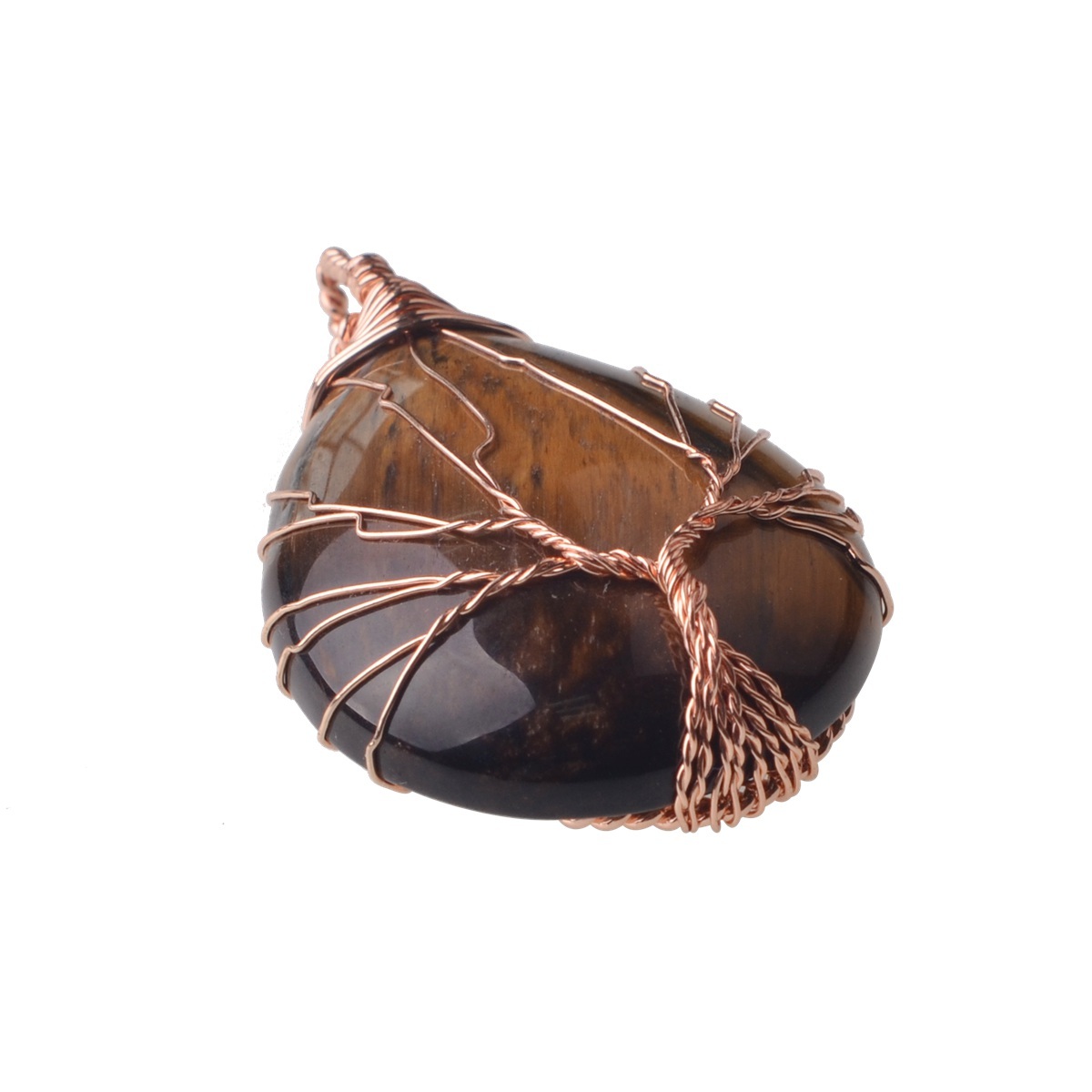 Rose Gold Waterdrop Gemstone Life of Tree Pendant