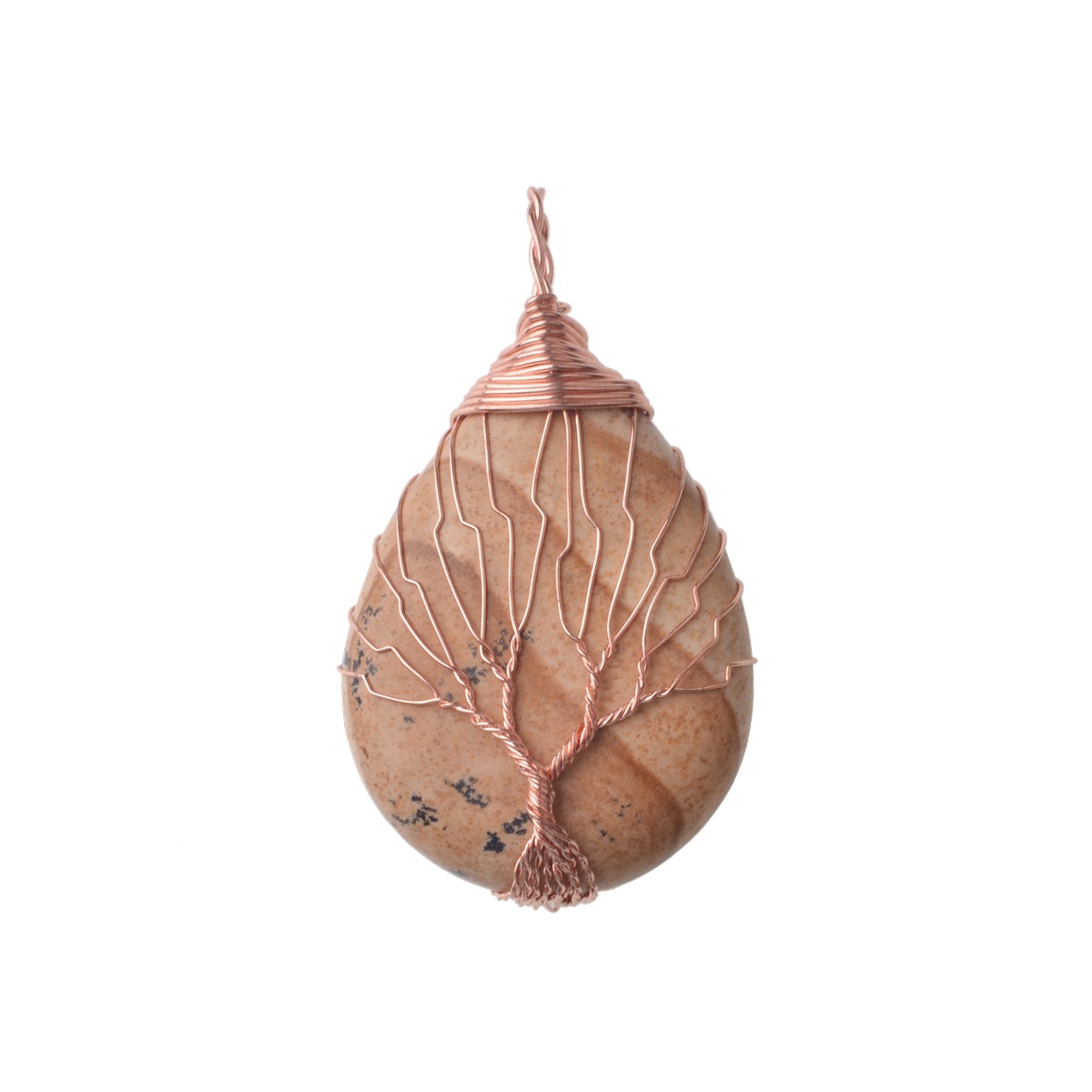 Rose Gold Waterdrop Gemstone Life of Tree Pendant
