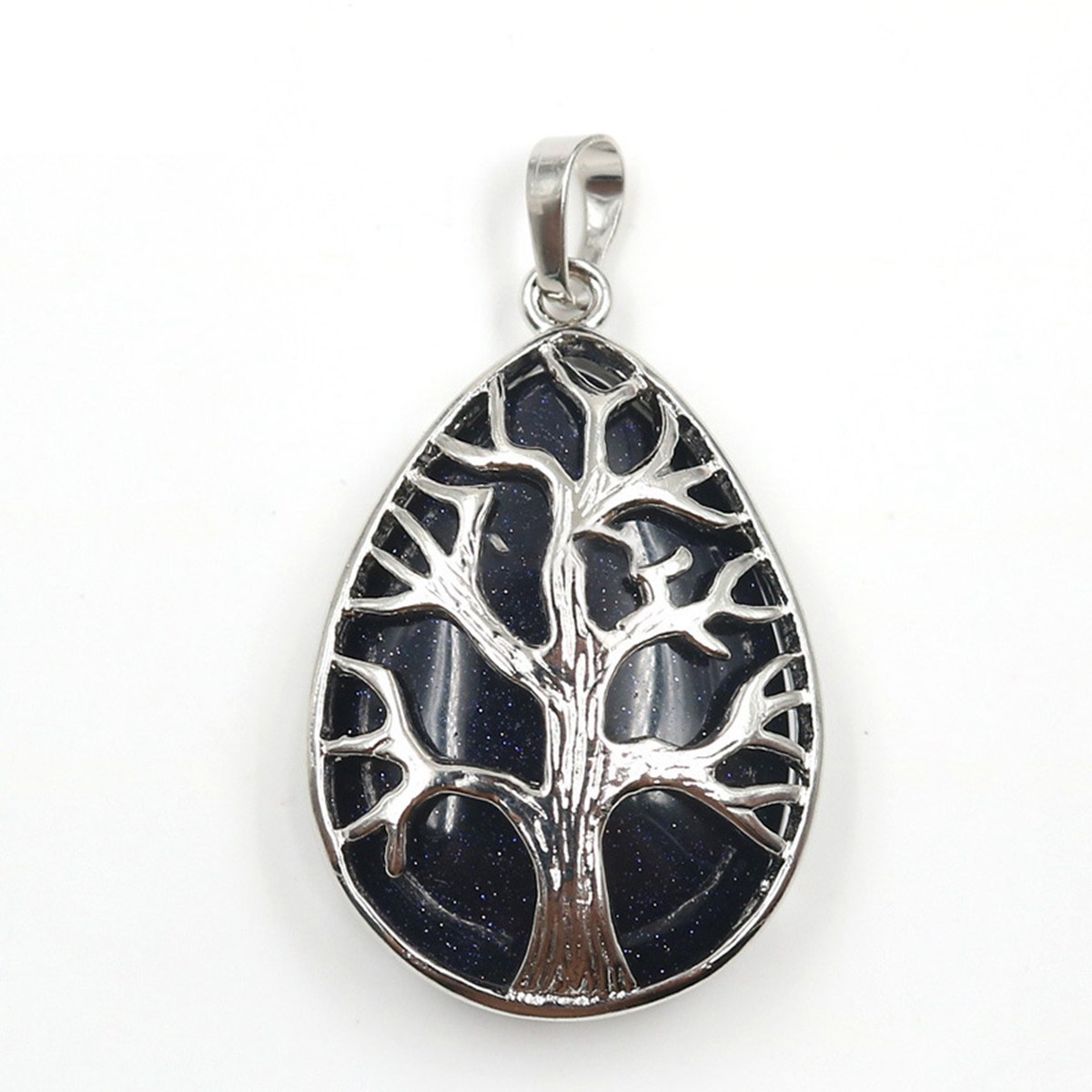 Charming Waterdrop Tree Of Life Pattern Gemstone Pendant