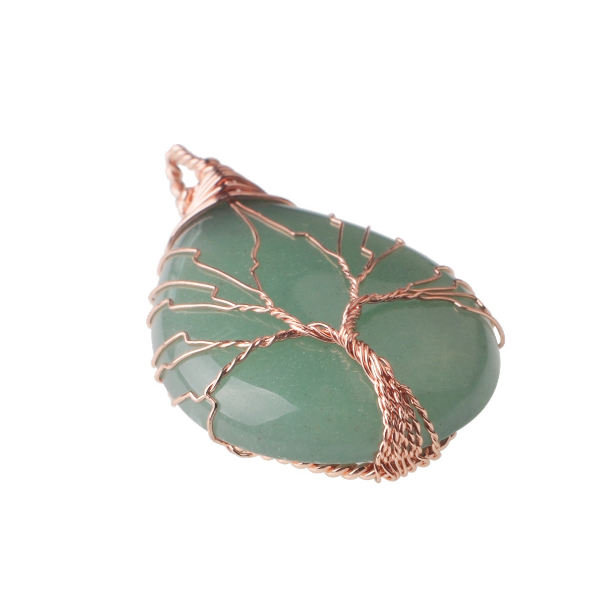 Rose Gold Waterdrop Gemstone Life of Tree Pendant