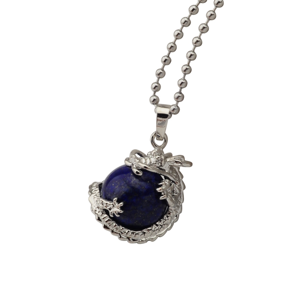 15MM Gemstone Balls Wrapped Dragon Pendant