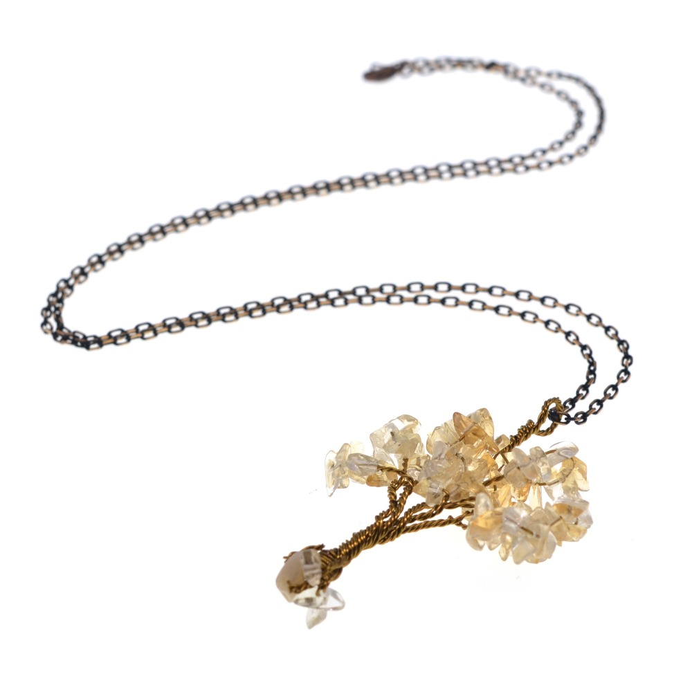 Chip Gemstone Rich Tree Pendant