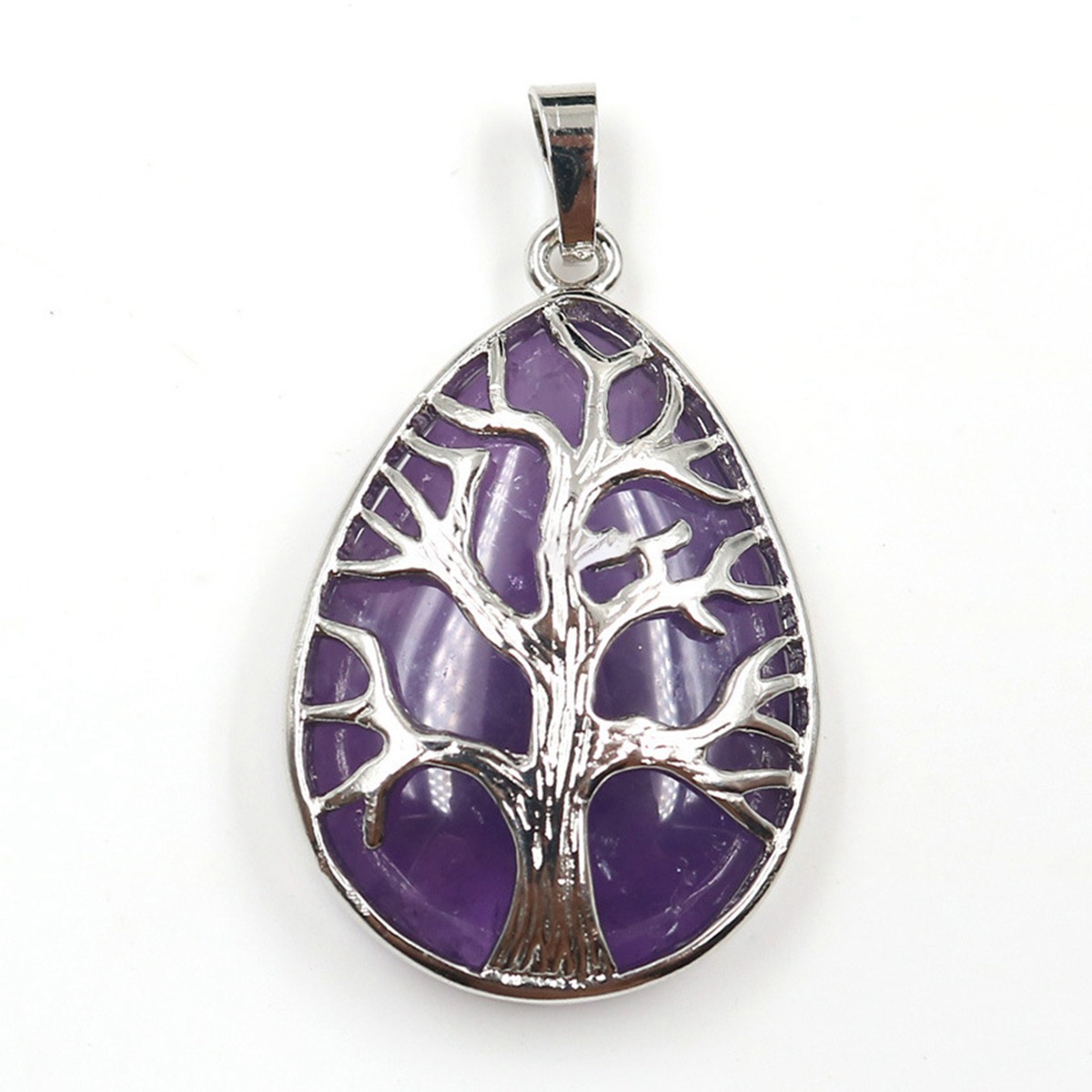 Charming Waterdrop Tree Of Life Pattern Gemstone Pendant