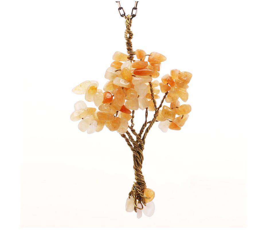 Chip Gemstone Rich Tree Pendant