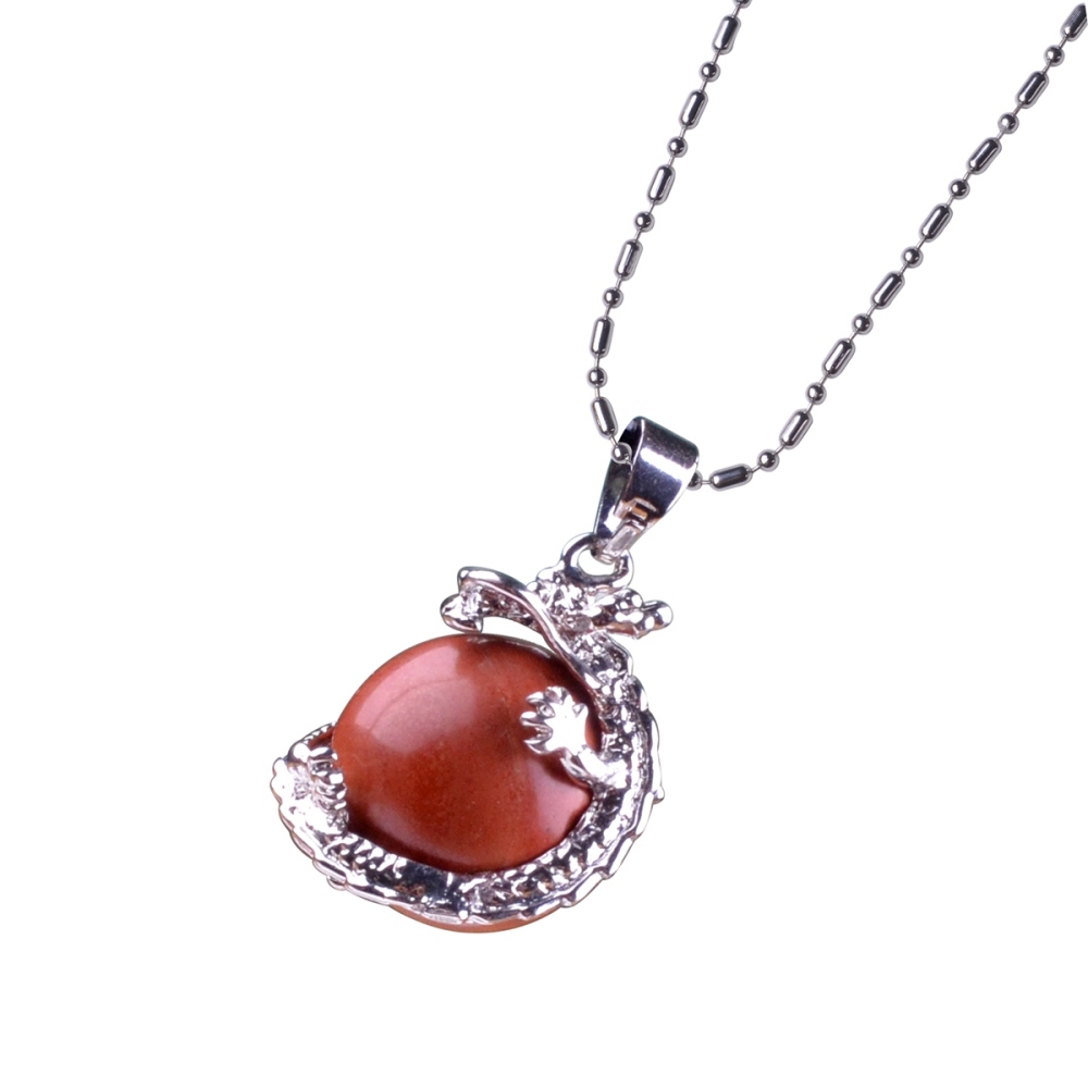 15MM Gemstone Balls Wrapped Dragon Pendant