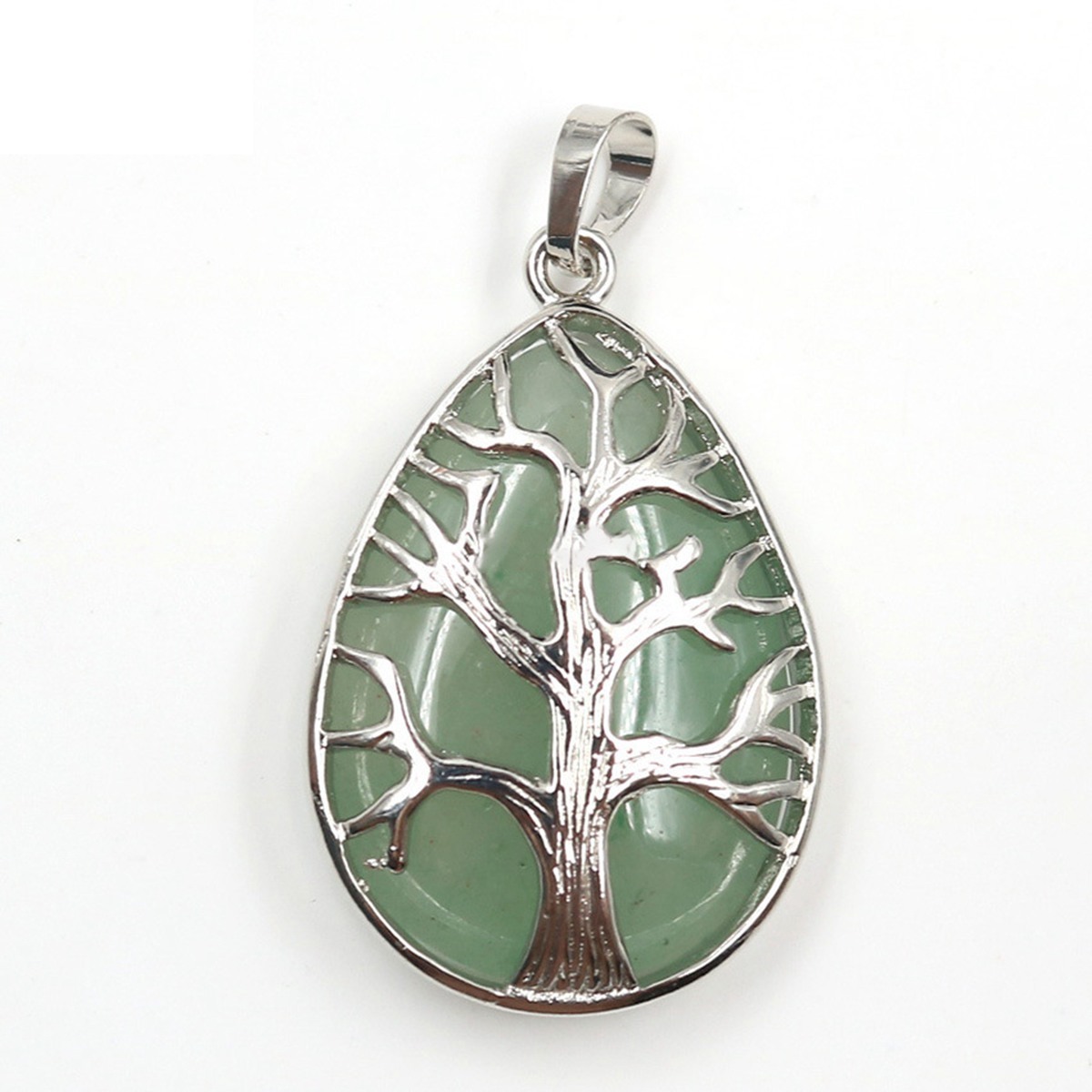 Charming Waterdrop Tree Of Life Pattern Gemstone Pendant