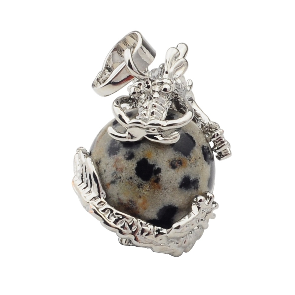 15MM Gemstone Balls Wrapped Dragon Pendant