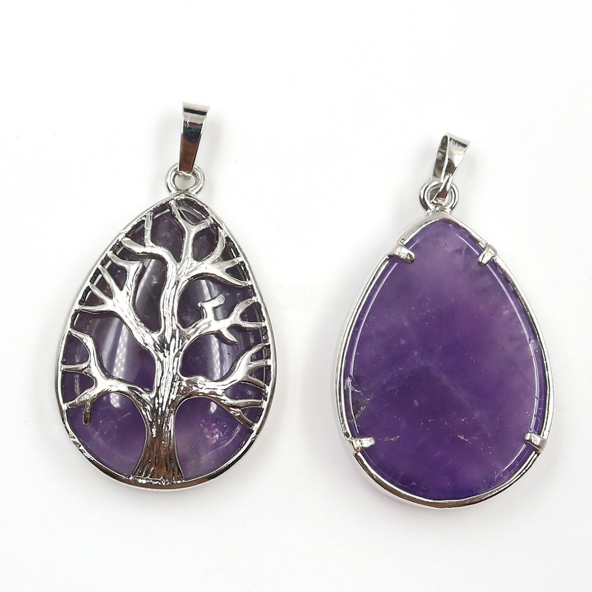 Charming Waterdrop Tree Of Life Pattern Gemstone Pendant