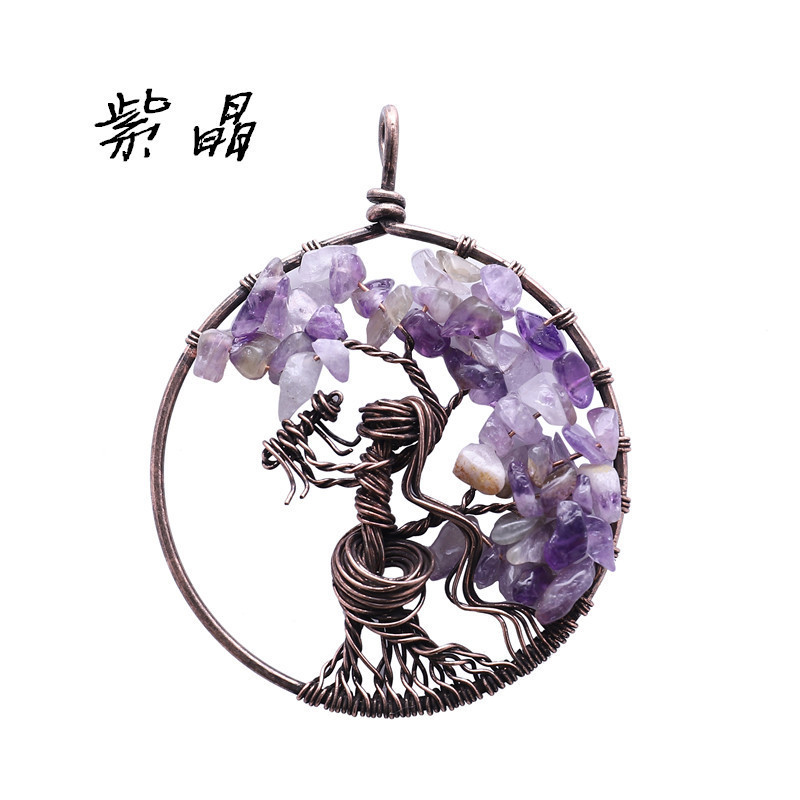 Real Amethyst Crystal Citrine Tree Pendant