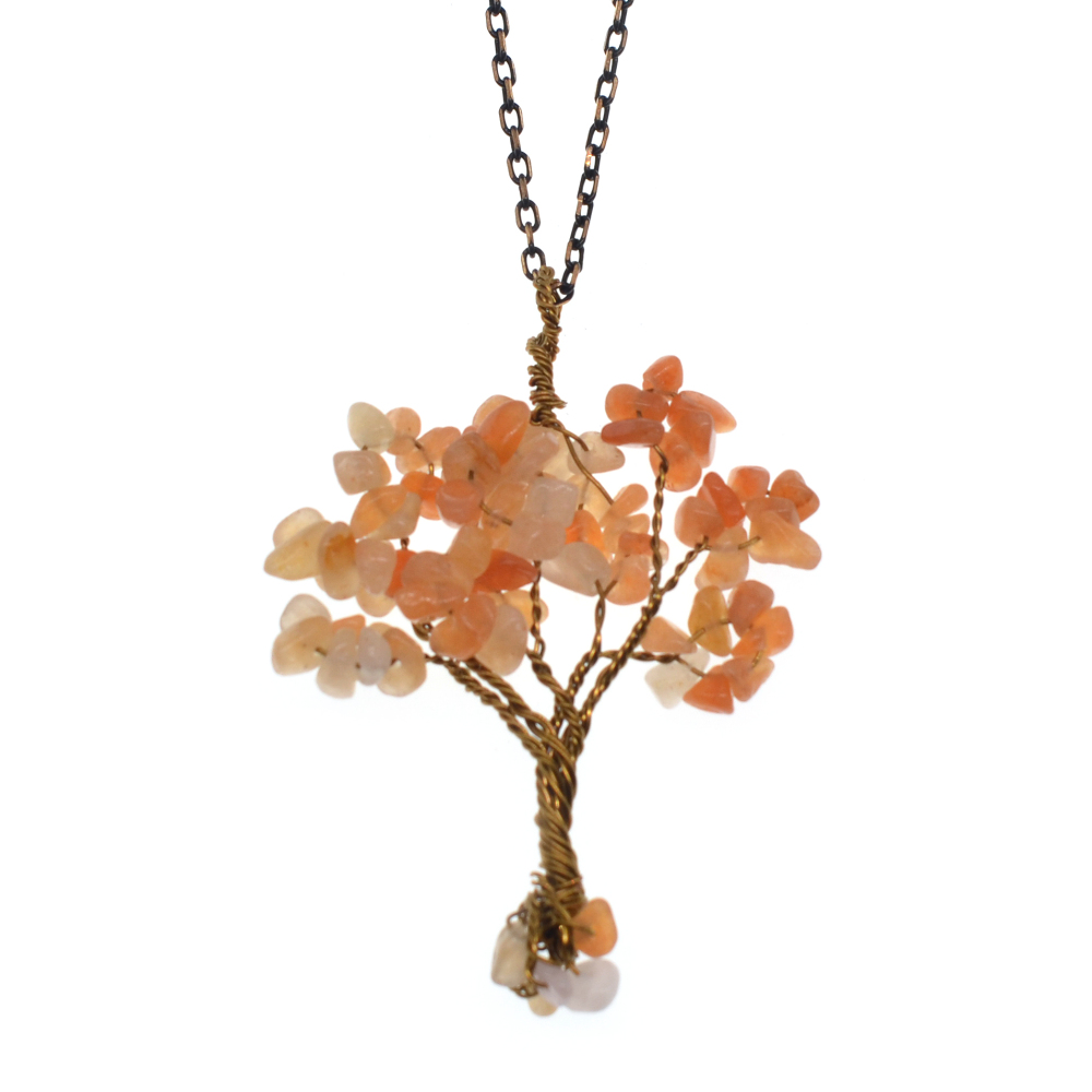 Chip Gemstone Rich Tree Pendant