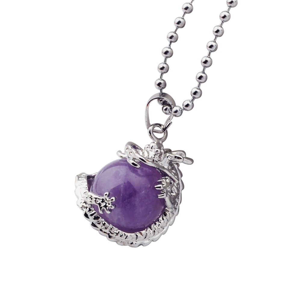 15MM Gemstone Balls Wrapped Dragon Pendant