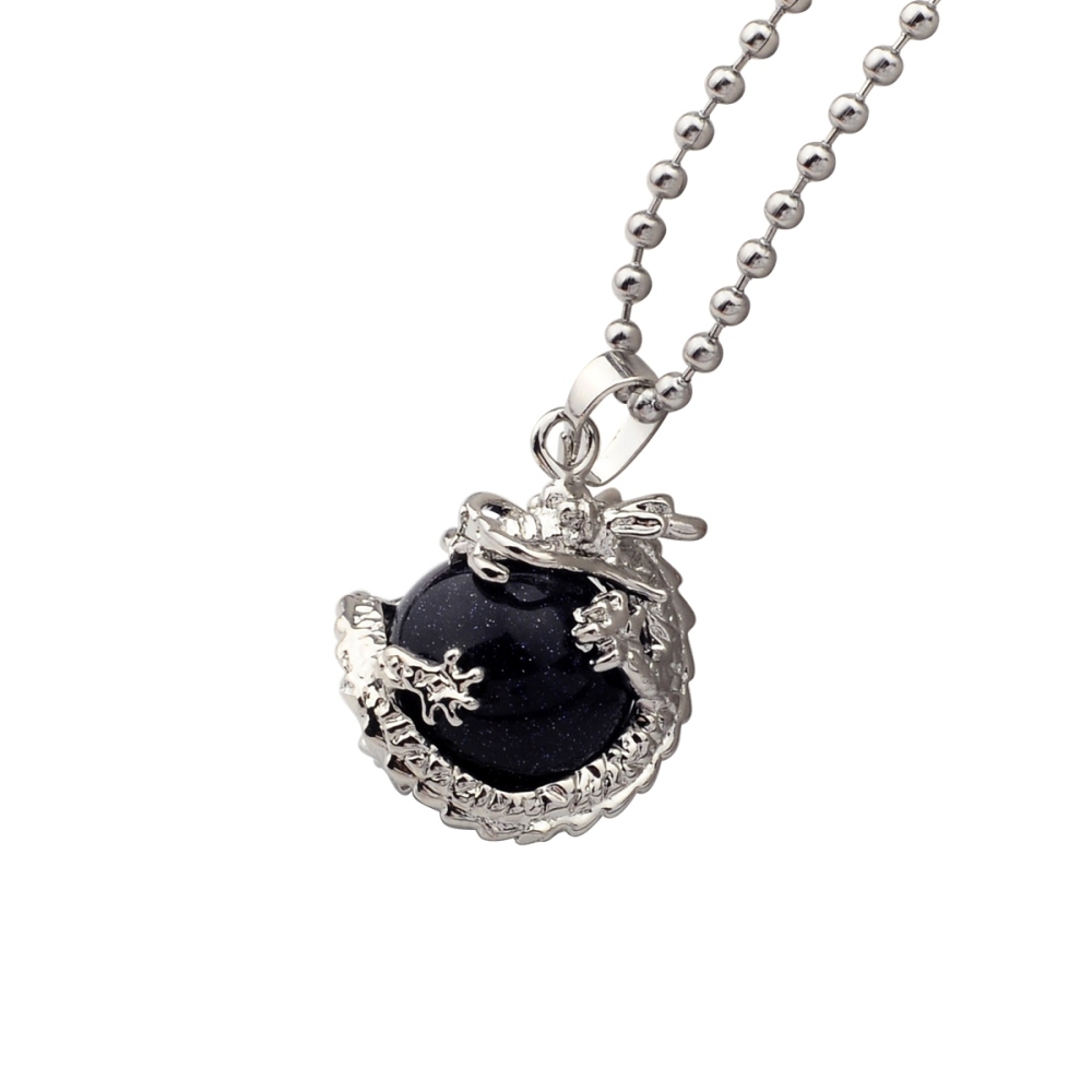 15MM Gemstone Balls Wrapped Dragon Pendant