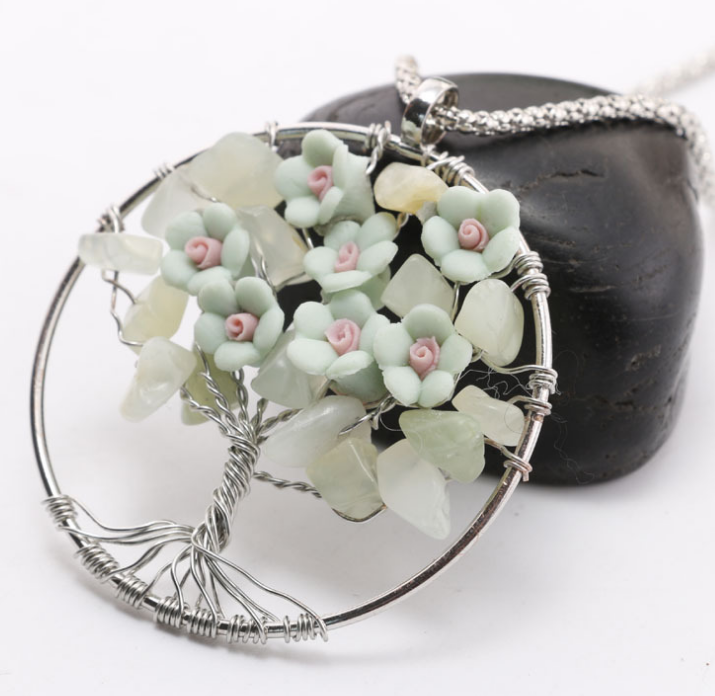 Polymer Clay Peach Blossom Tree Pendant