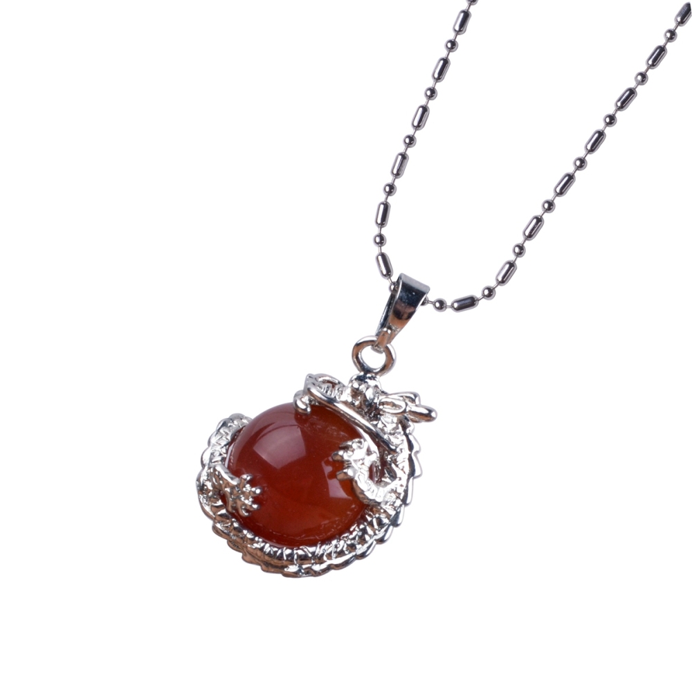 15MM Gemstone Balls Wrapped Dragon Pendant