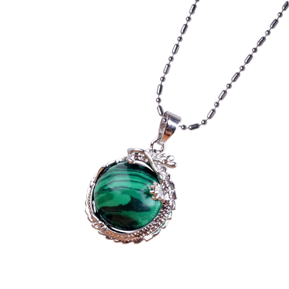 15MM Gemstone Balls Wrapped Dragon Pendant