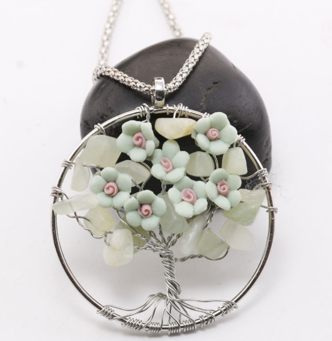 Polymer Clay Peach Blossom Tree Pendant