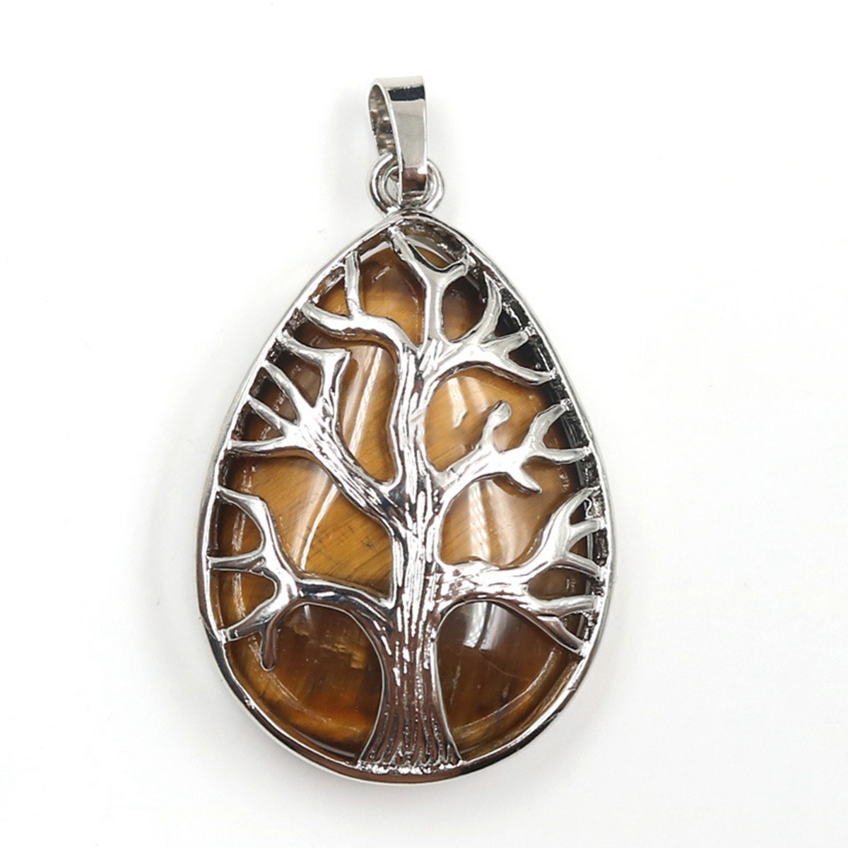 Charming Waterdrop Tree Of Life Pattern Gemstone Pendant