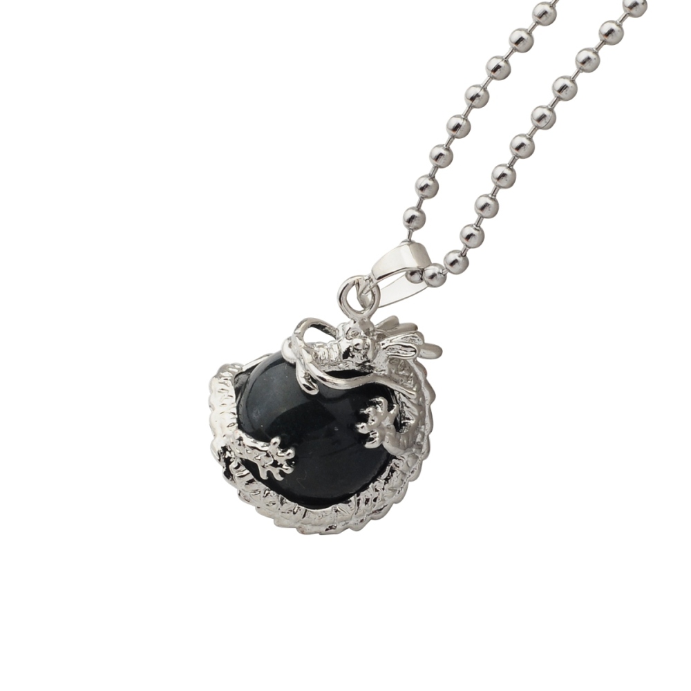 15MM Gemstone Balls Wrapped Dragon Pendant