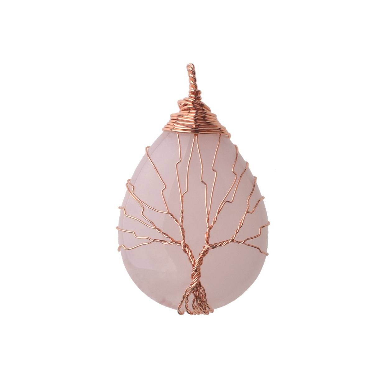 Rose Gold Waterdrop Gemstone Life of Tree Pendant