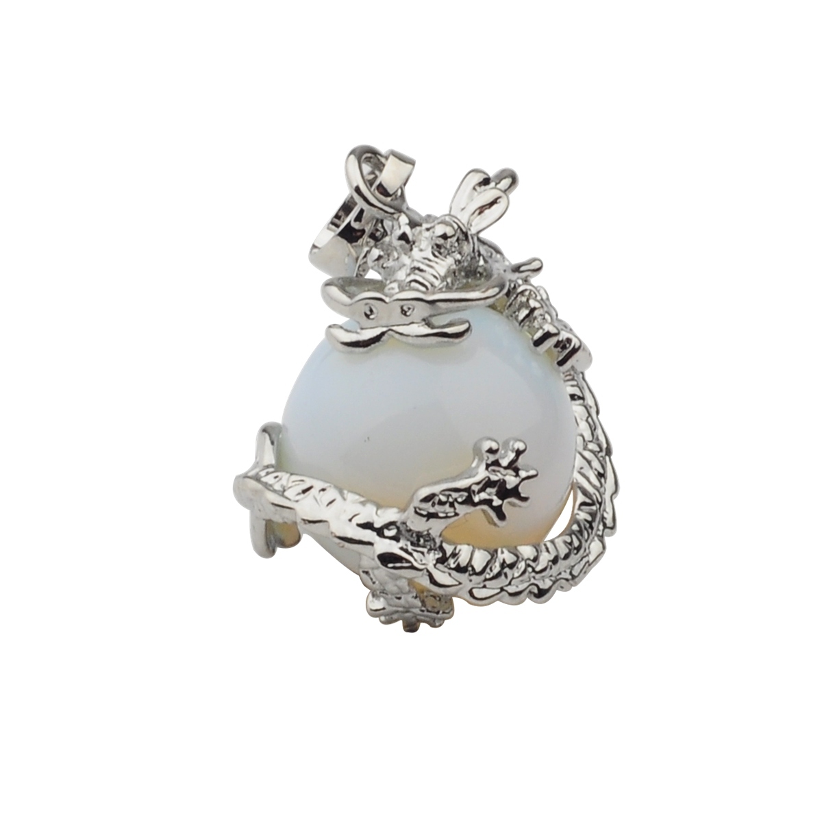 15MM Gemstone Balls Wrapped Dragon Pendant
