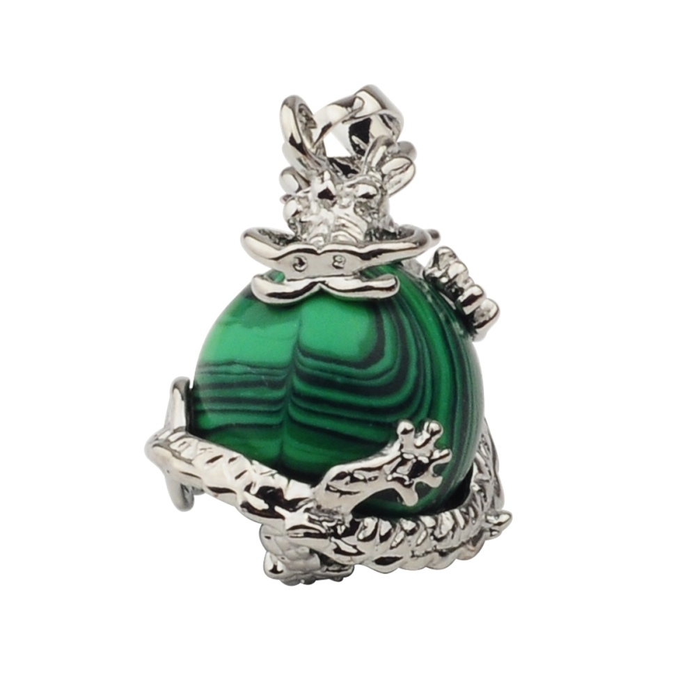 15MM Gemstone Balls Wrapped Dragon Pendant