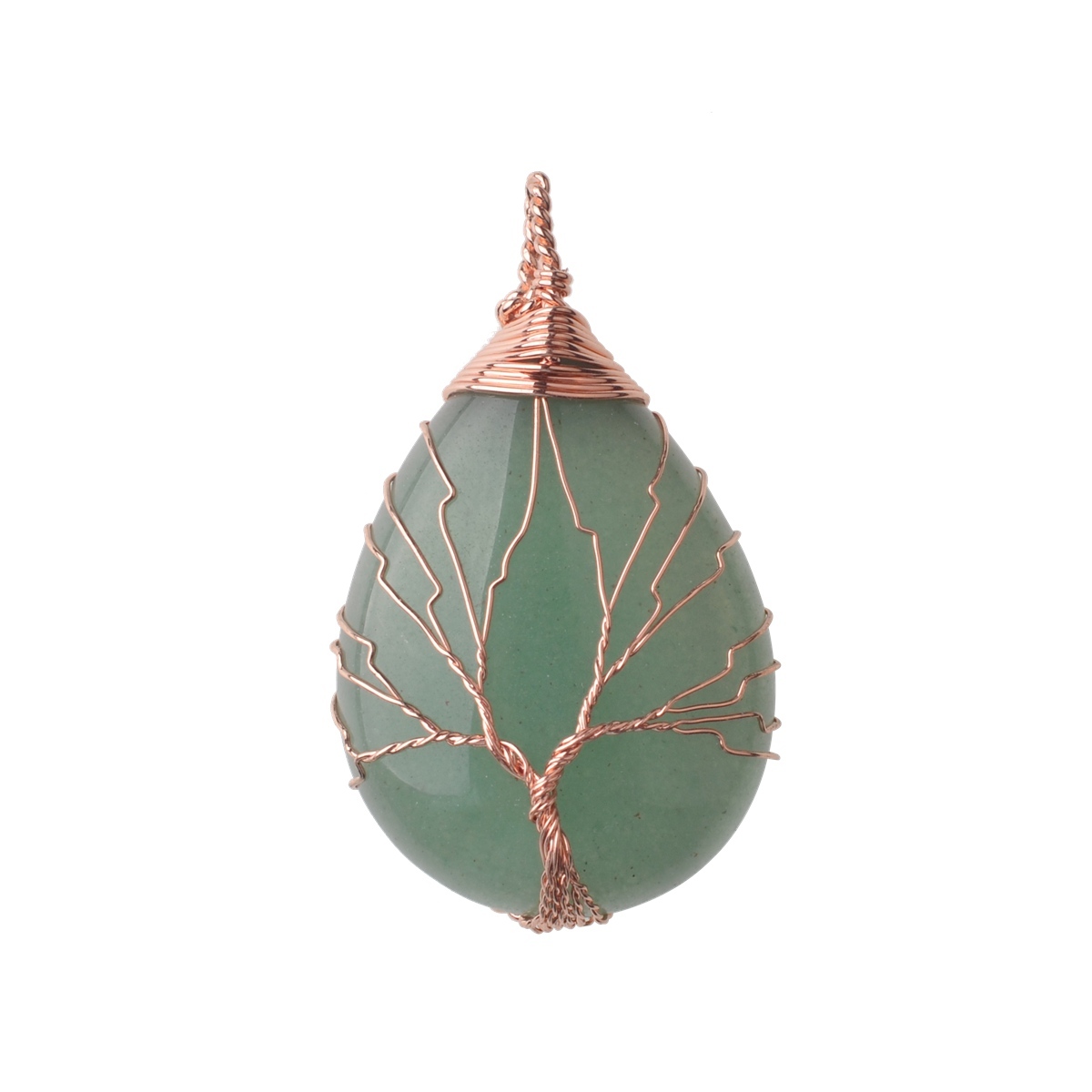 Rose Gold Waterdrop Gemstone Life of Tree Pendant