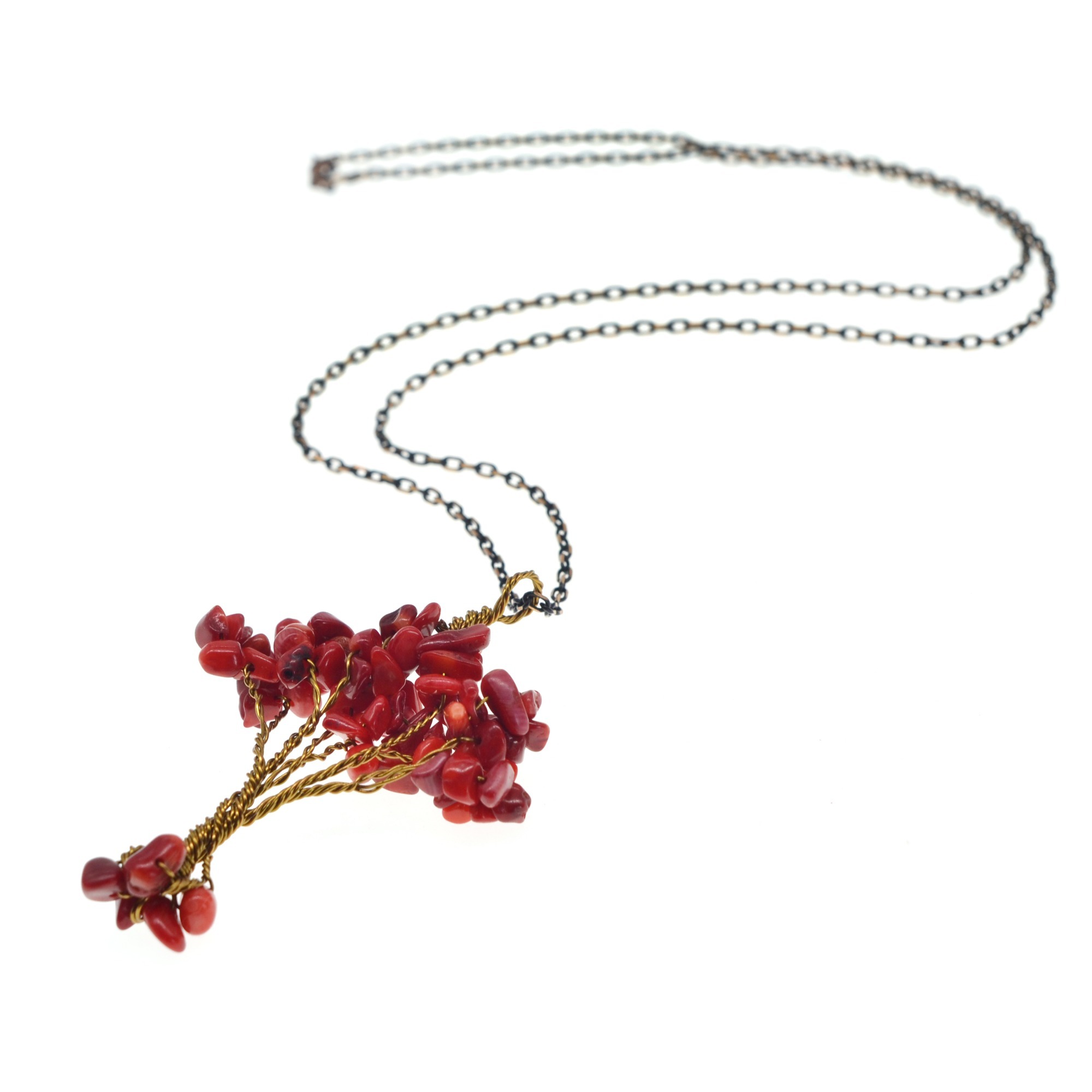 Chip Gemstone Rich Tree Pendant