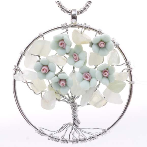 Polymer Clay Peach Blossom Tree Pendant