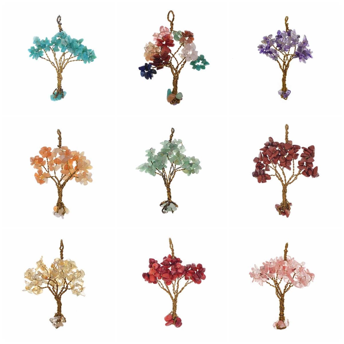 Chip Gemstone Rich Tree Pendant