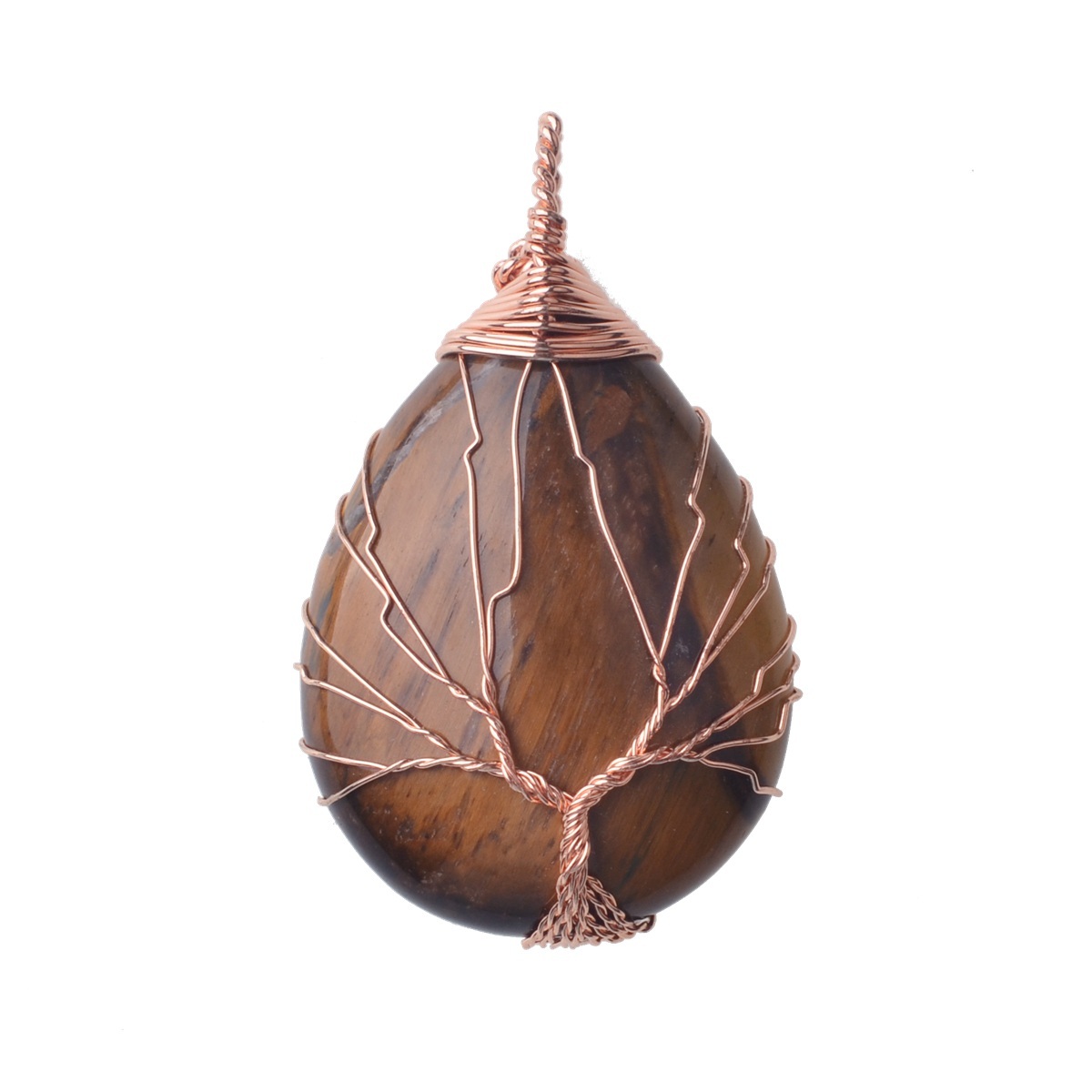 Rose Gold Waterdrop Gemstone Life of Tree Pendant