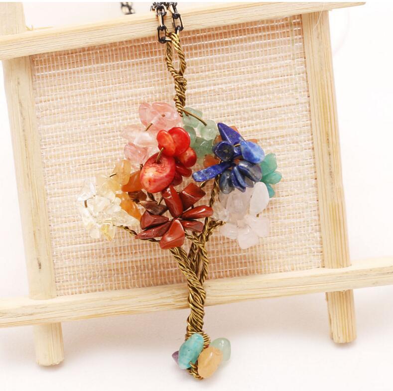 Chip Gemstone Rich Tree Pendant