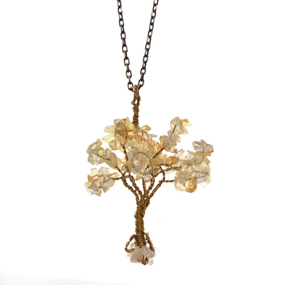 Chip Gemstone Rich Tree Pendant