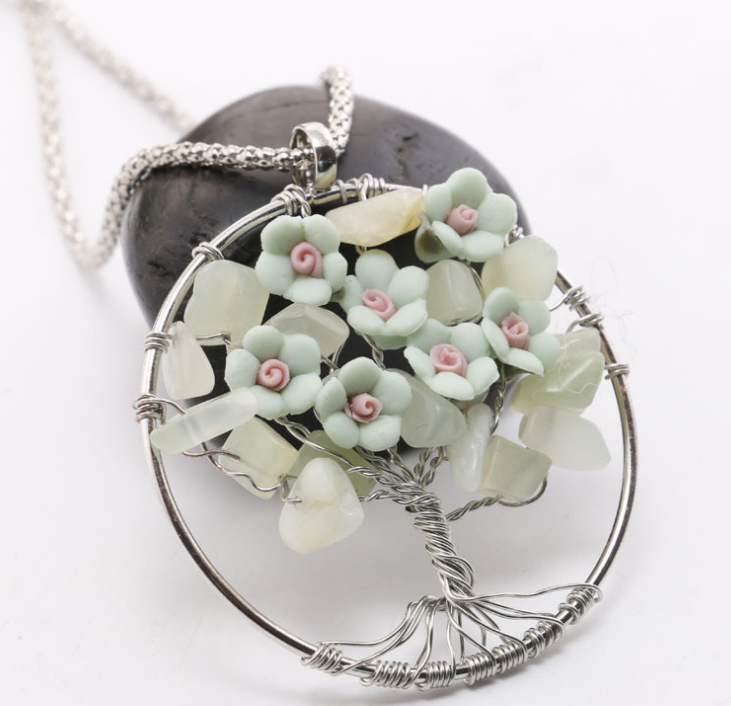 Polymer Clay Peach Blossom Tree Pendant