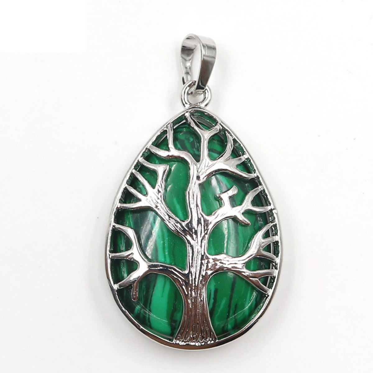 Charming Waterdrop Tree Of Life Pattern Gemstone Pendant