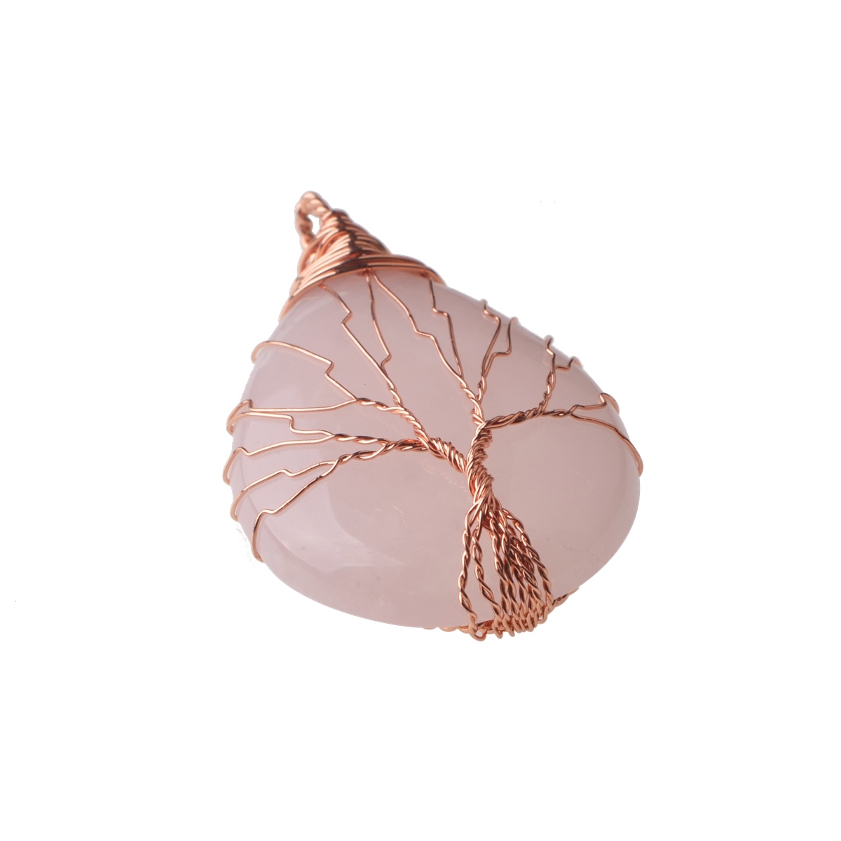 Rose Gold Waterdrop Gemstone Life of Tree Pendant