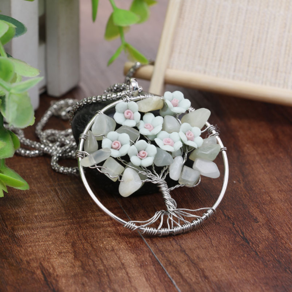 Polymer Clay Peach Blossom Tree Pendant