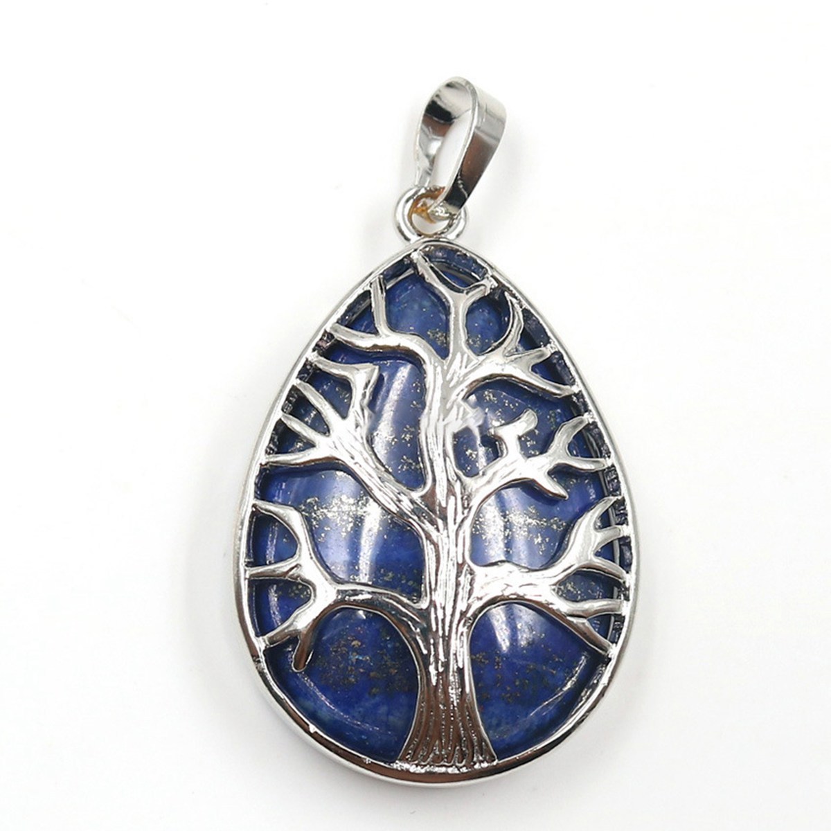 Charming Waterdrop Tree Of Life Pattern Gemstone Pendant