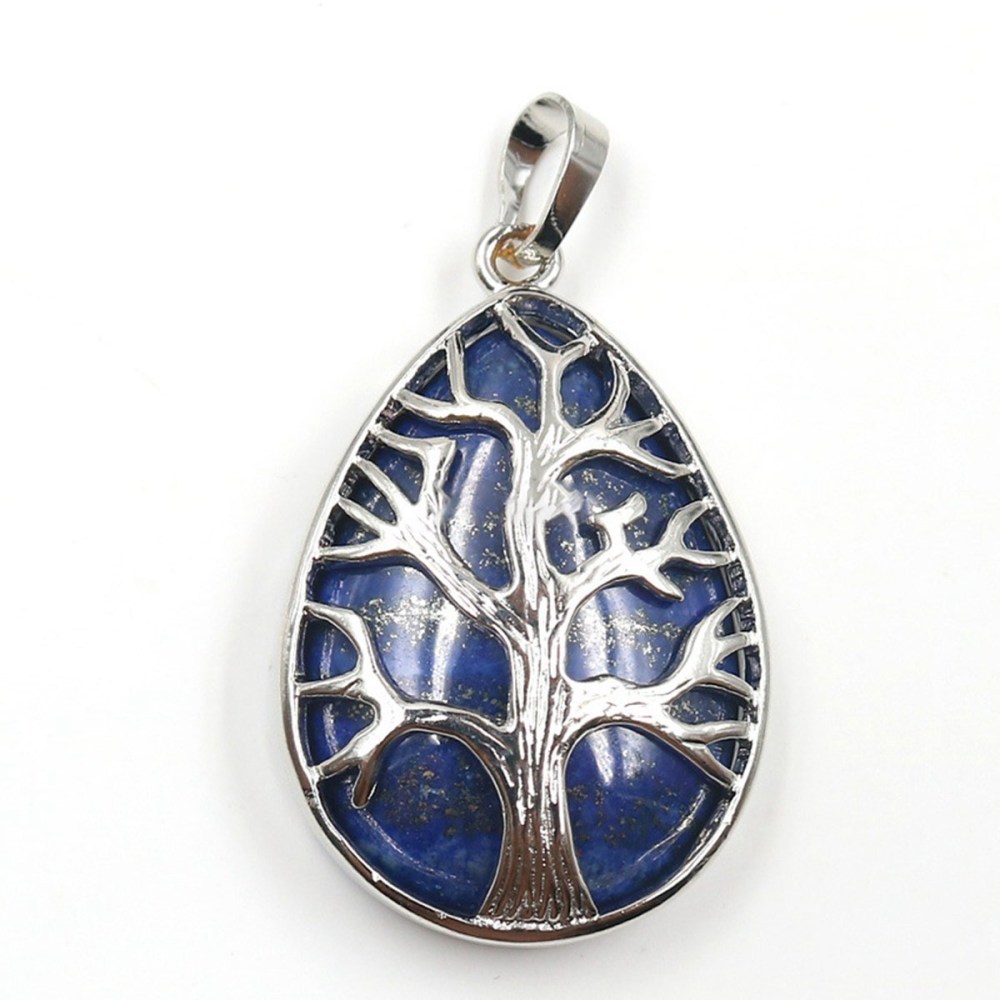 Charming Waterdrop Tree Of Life Pattern Gemstone Pendant