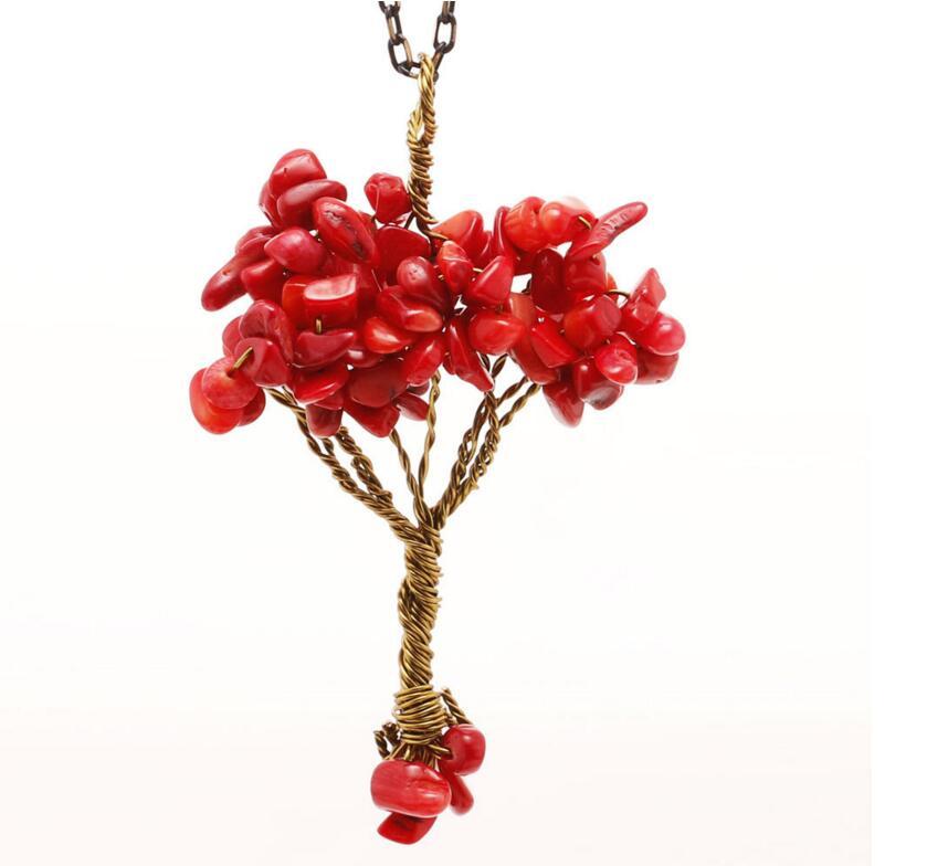 Chip Gemstone Rich Tree Pendant