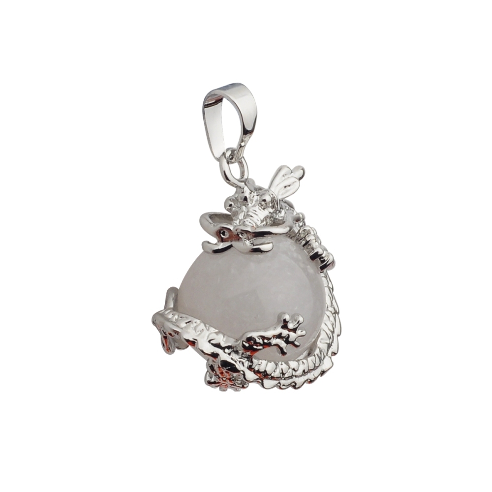 15MM Gemstone Balls Wrapped Dragon Pendant