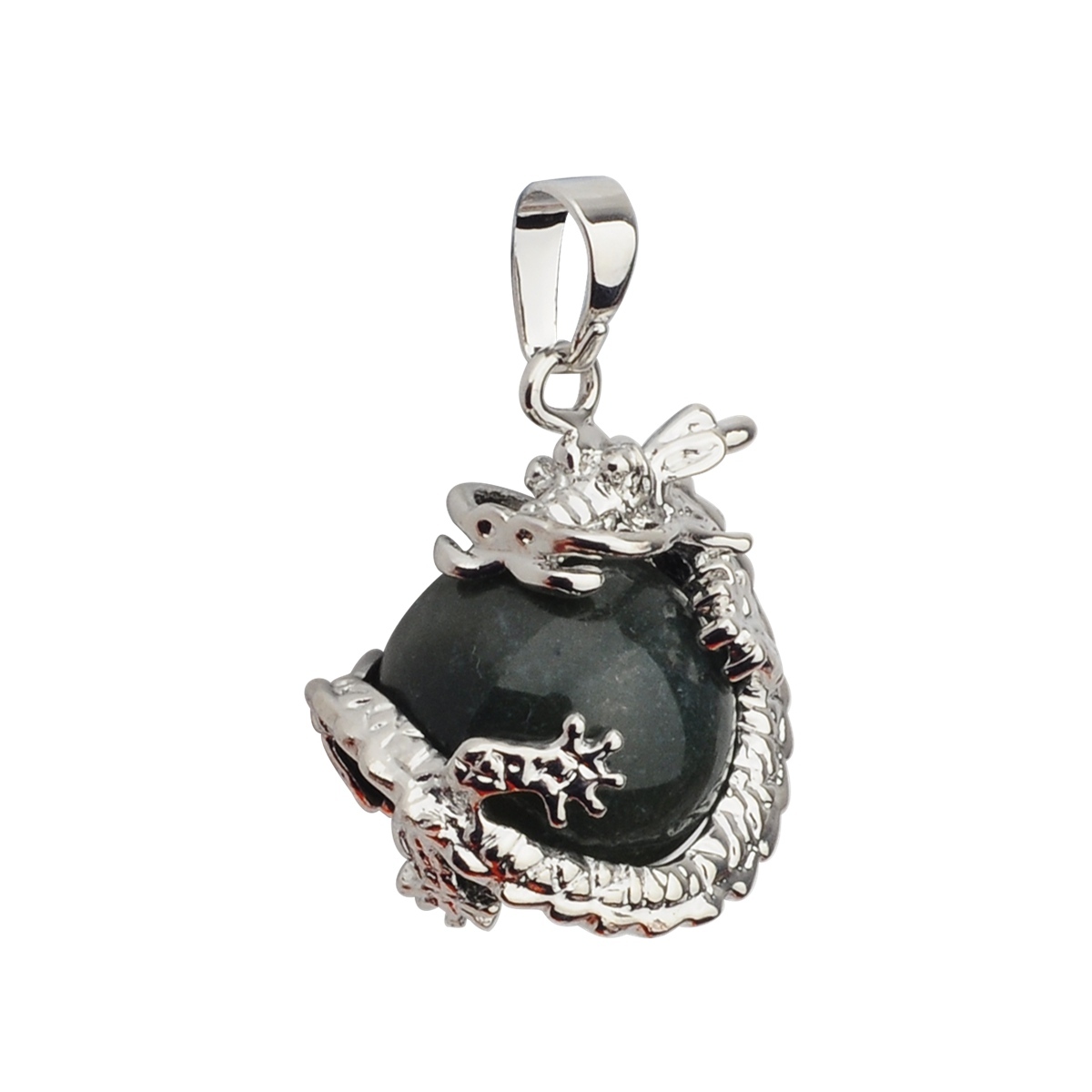 15MM Gemstone Balls Wrapped Dragon Pendant